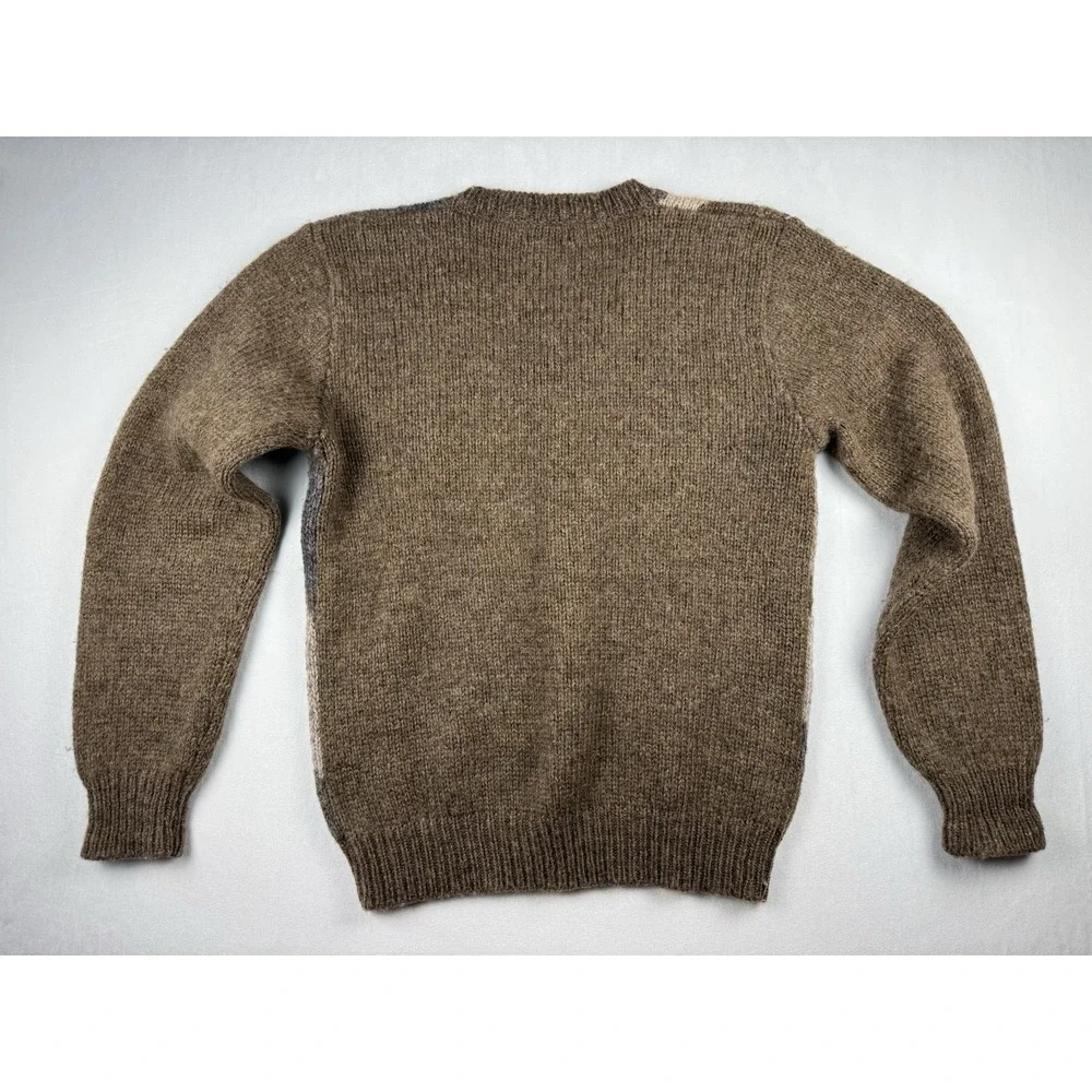 VTG Oleg Cassini Icelandic Wool Sweater Men Brown Argyle Taiwan Preppy Y2K 90s